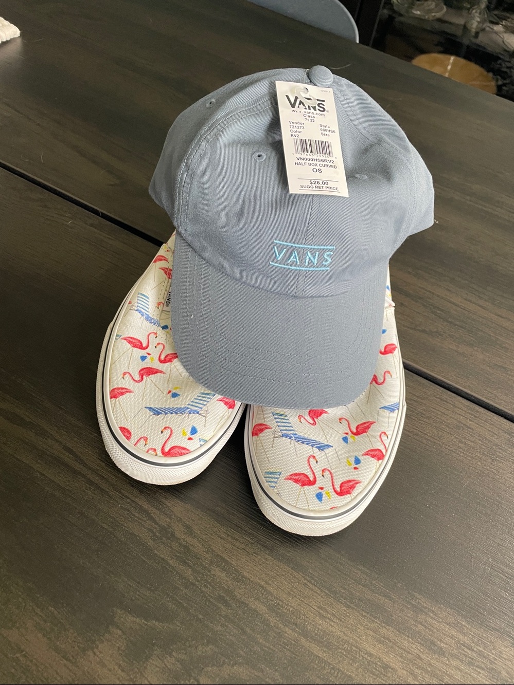 Vans Canvas Sneakers with Pink Flamingos + free hat, nwt with sneaker purchase